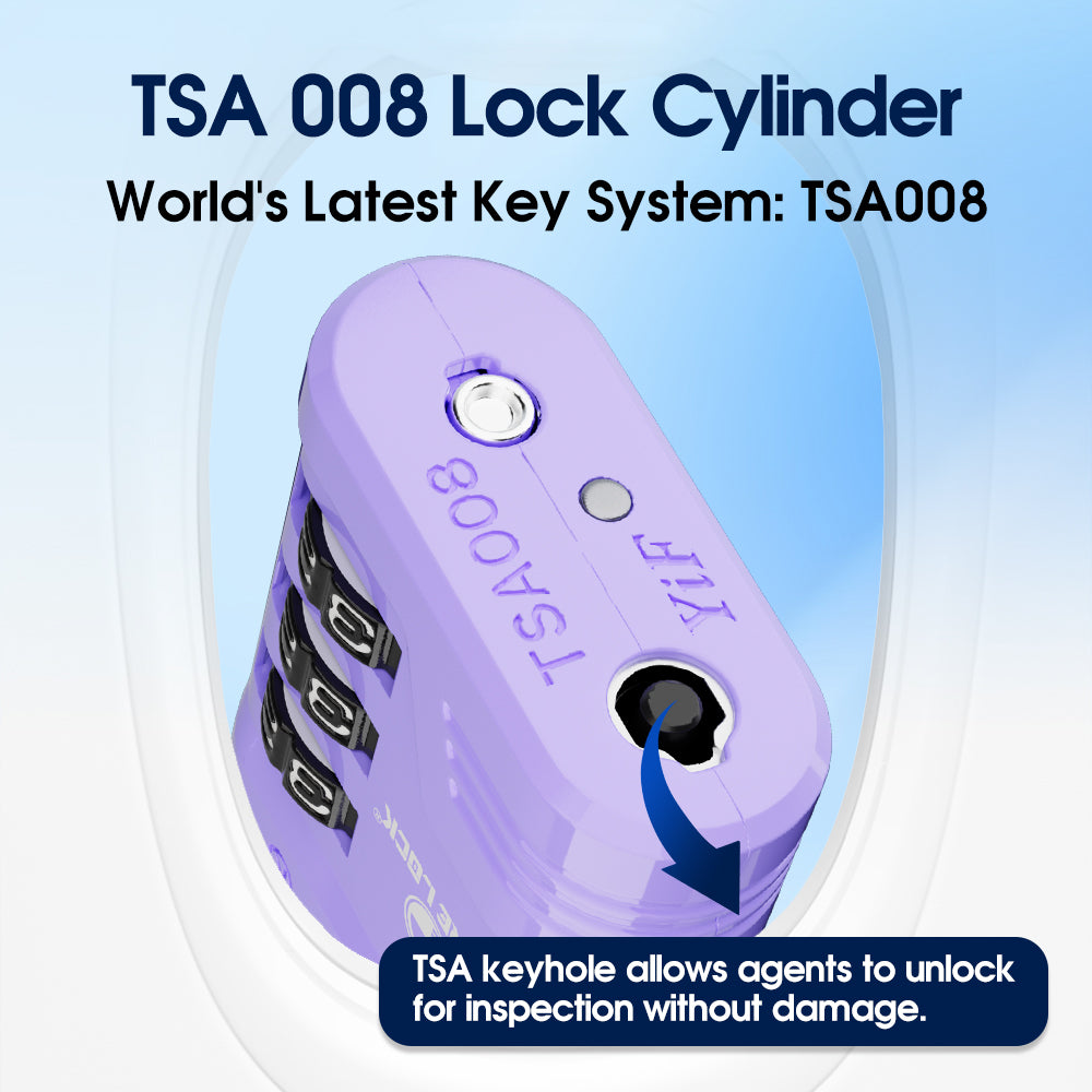 TSA Approved Luggage Lock – 3-Digit Combination Padlock with Open Alert & Easy-Read Dials (Purple Pack) - LockSelect 