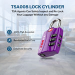 Forge TSA-Approved Luggage Lock: 3-Digit Combination, Open Alert Indicator（Titan Series Purple Pack）