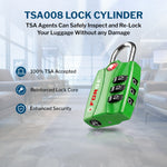 Forge TSA-Approved Luggage Lock: 3-Digit Combination, Open Alert Indicator （Titan Series, Green Pack）