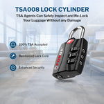 Forge TSA-Approved Luggage Lock: 3-Digit Combination, Open Alert Indicator （Titan Series Black Pack）