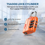 Forge TSA-Approved Luggage Lock: 3-Digit Combination, Open Alert Indicator （Titan Series Orange Pack）