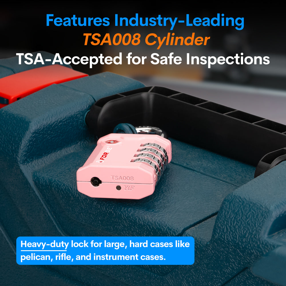Forge 4-Digit Heavy Duty TSA Approved Lock for Travel & Gym, Pink Pack