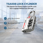 Forge TSA-Approved Luggage Lock: 3-Digit Combination, Open Alert Indicator（Titan Series Silver Pack）