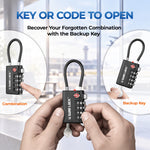 TSA-Approved 4-Digit Cable Luggage Lock with Backup Key & Open Alert (Black)