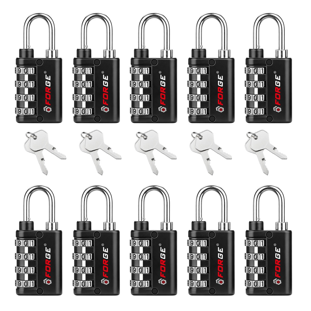 Forge Twin Guard Dual-Access Combination Padlock with Key - Black