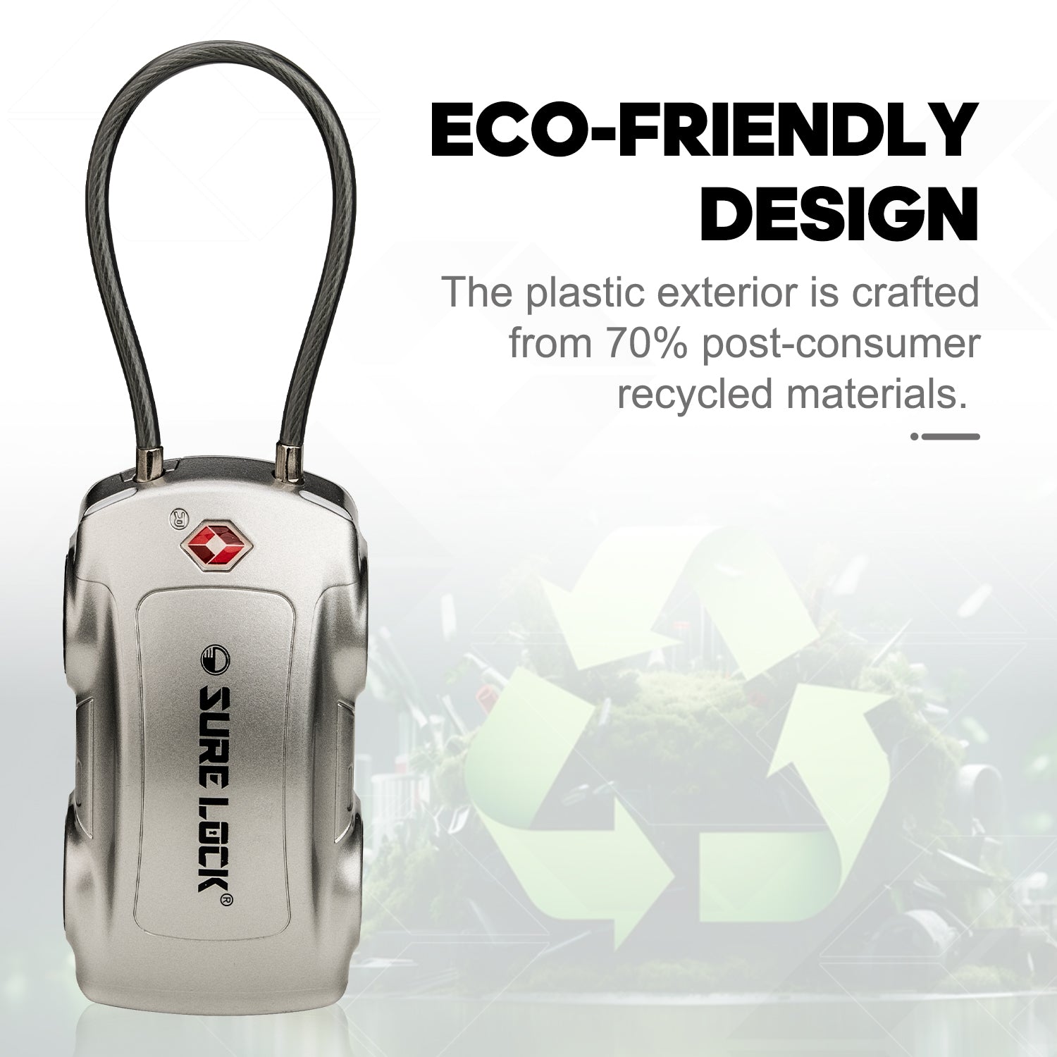 Car-Shaped TSA Luggage Lock – 4-Digit Cable (Grey) - LockSelect 