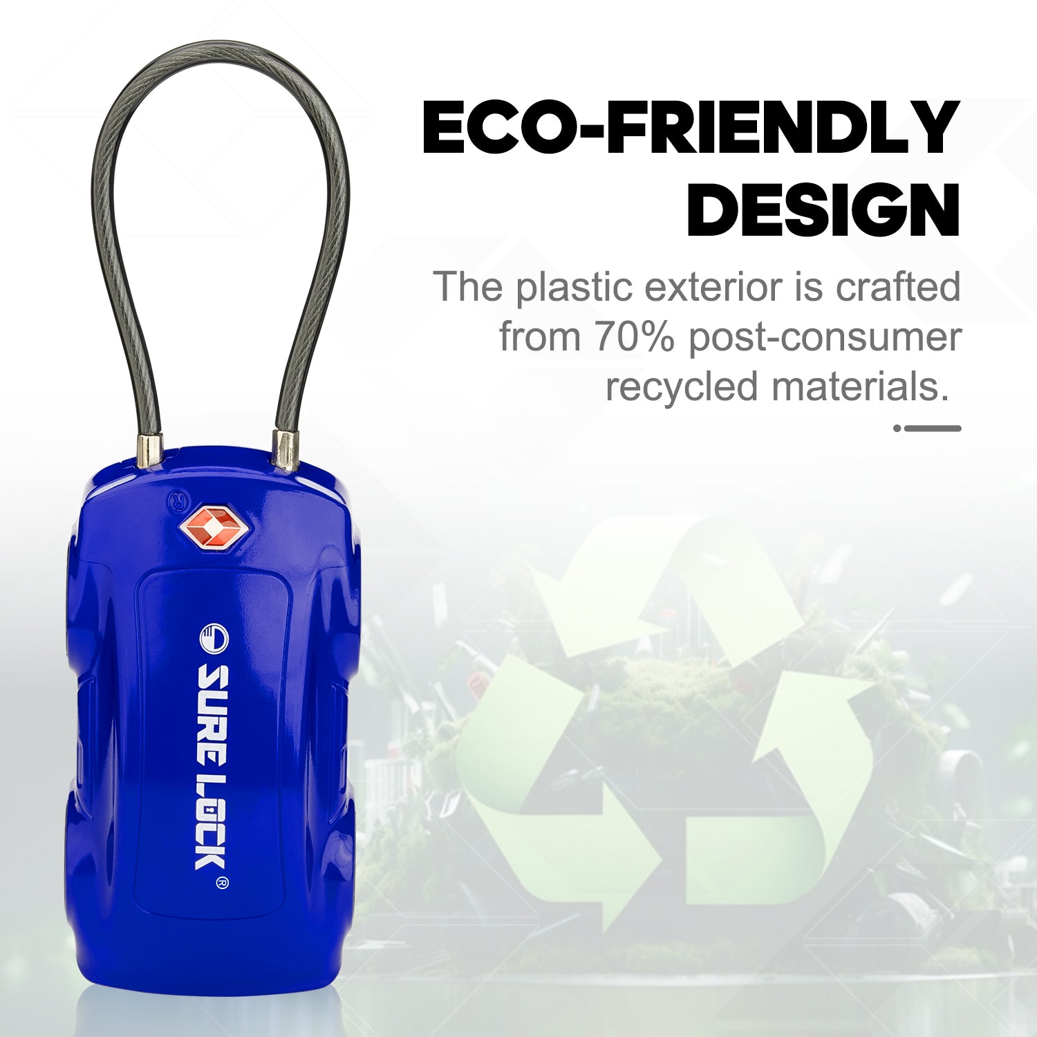 Car-Shaped TSA Luggage Lock – 4-Digit Cable (Blue) - LockSelect 