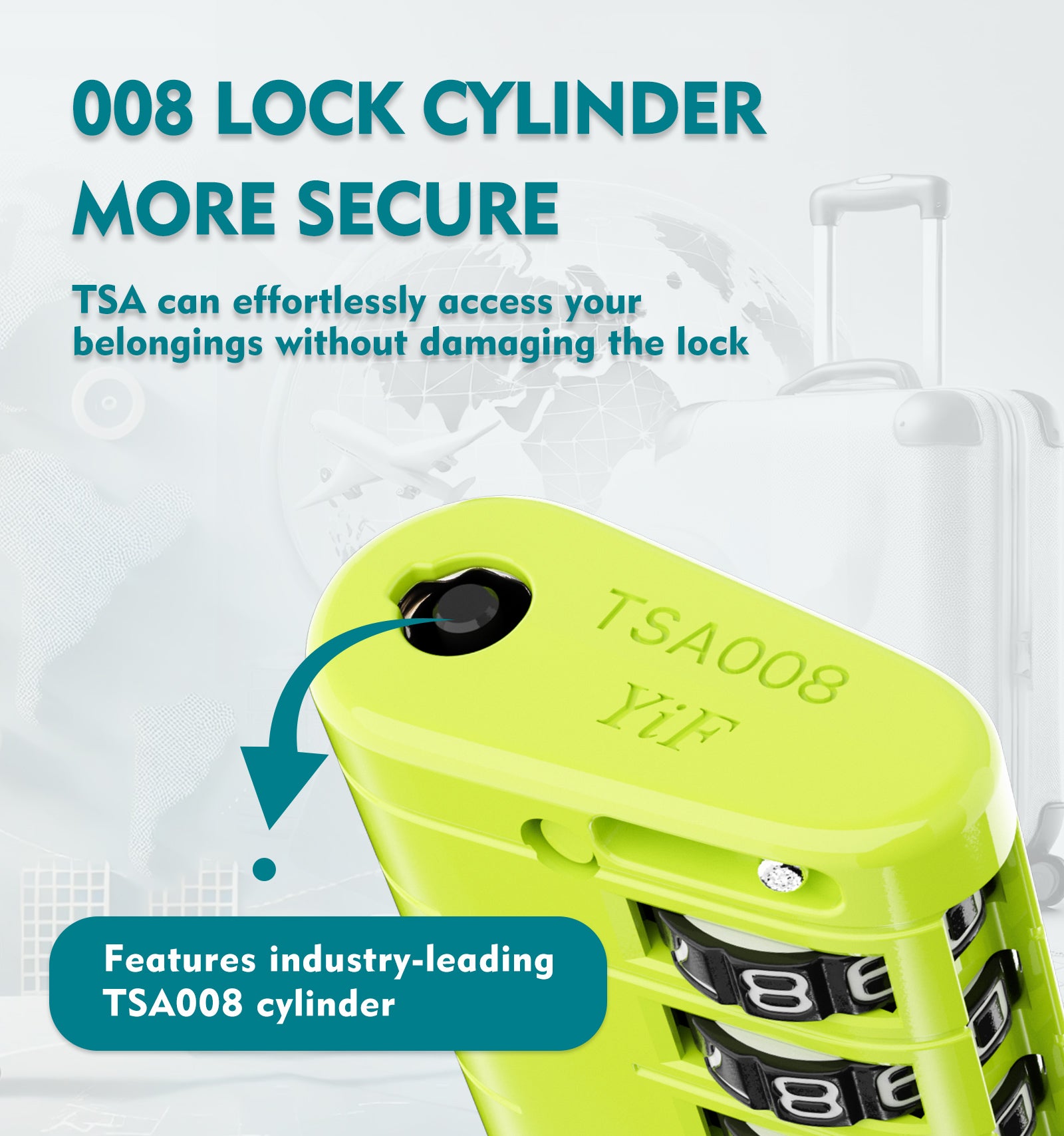 TSA Approved Luggage Lock with Inspection Indicator ( Grass Green Pack)