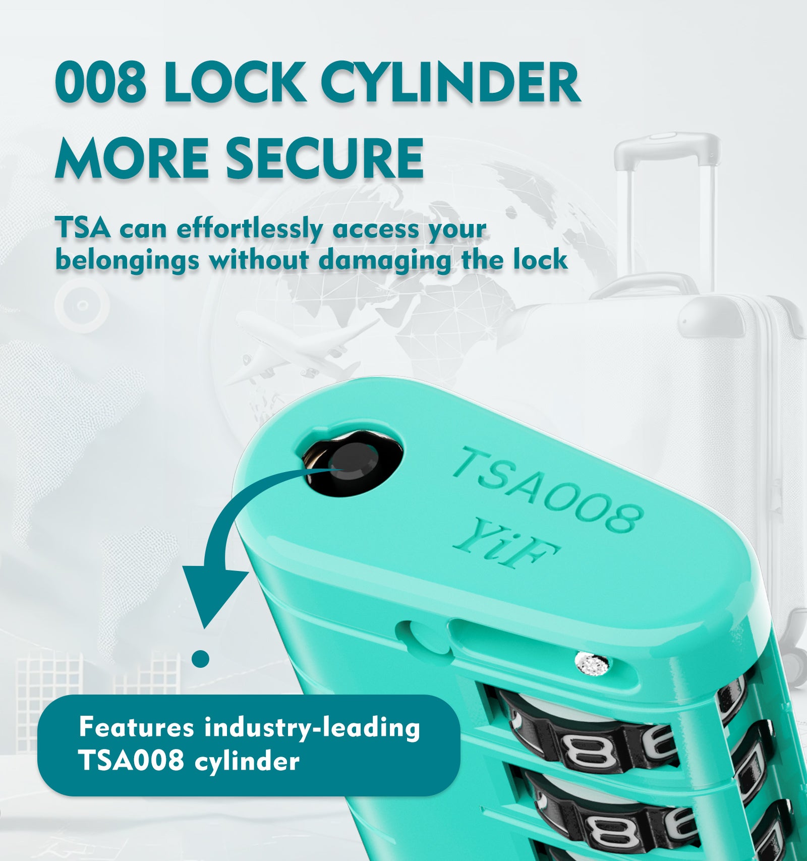 ANVIL High Security TSA008 Combination Travel Lock with Inspection Indicator (Cyan Pack)