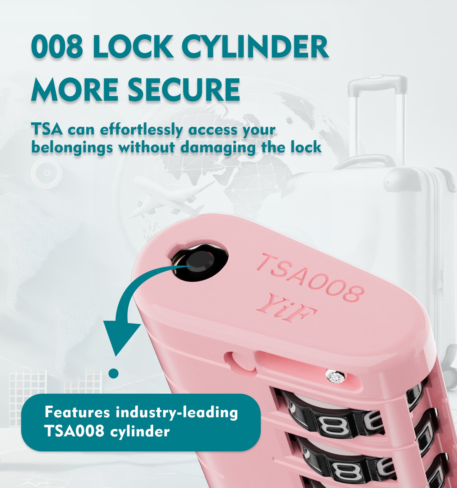4-Digit TSA Approved Luggage Lock – TSA008 Core with Alert Indicator (Pink Pack)
