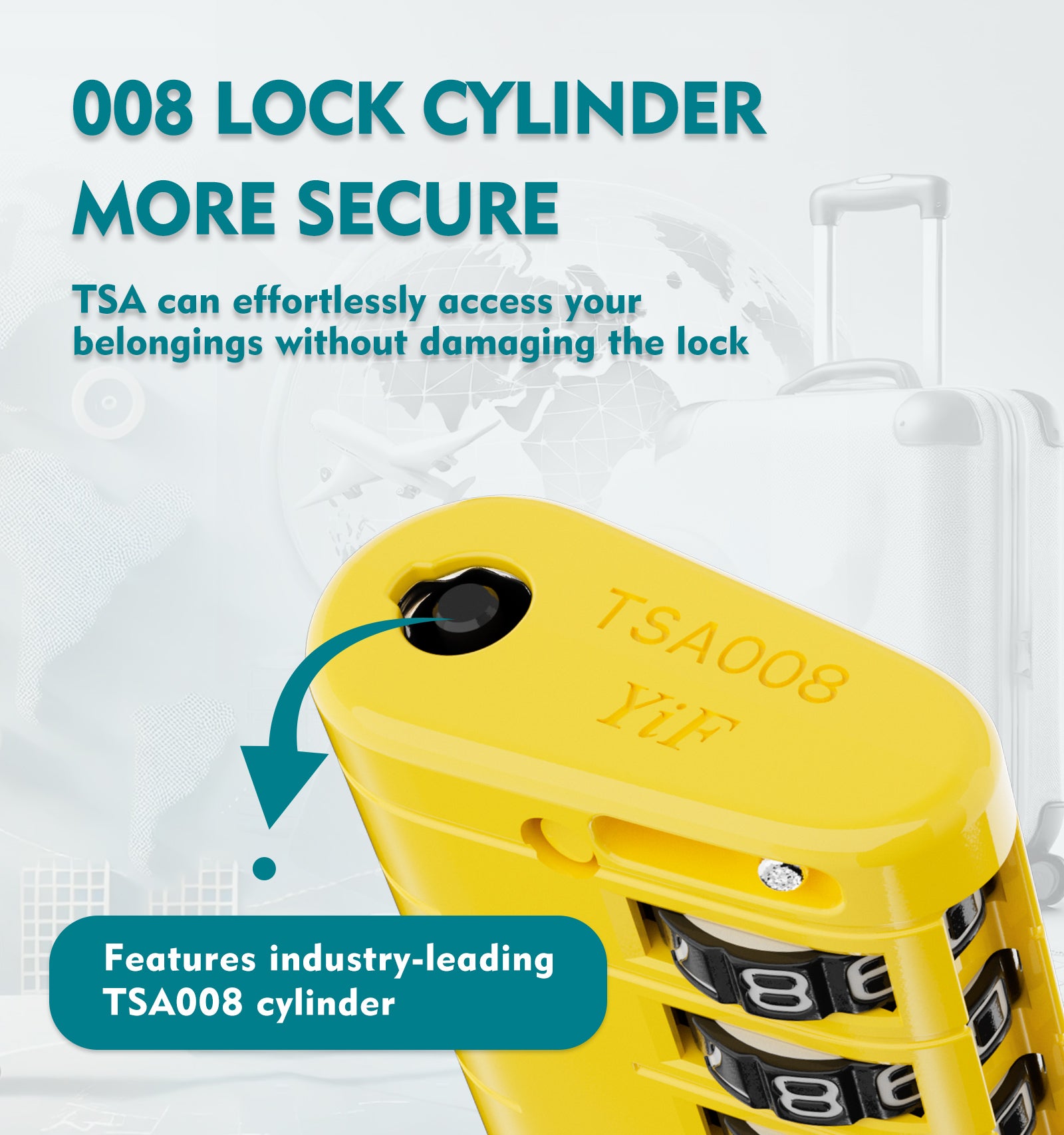 ANVIL TSA Approved Luggage Lock with Inspection Indicator (Yellow Pack)
