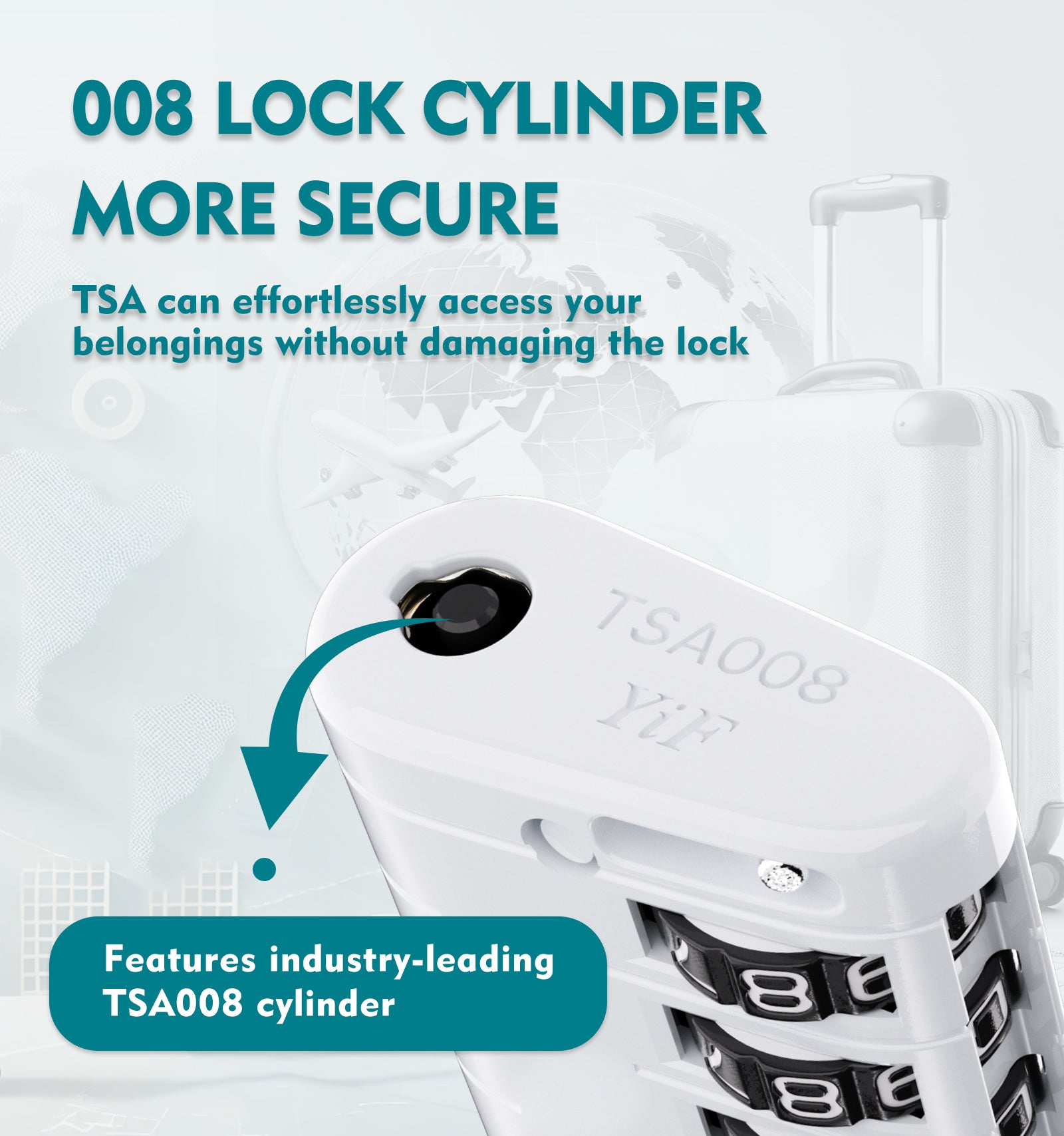 4-Digit TSA Approved Luggage Lock – TSA008 Core with Alert Indicator (White Pack)