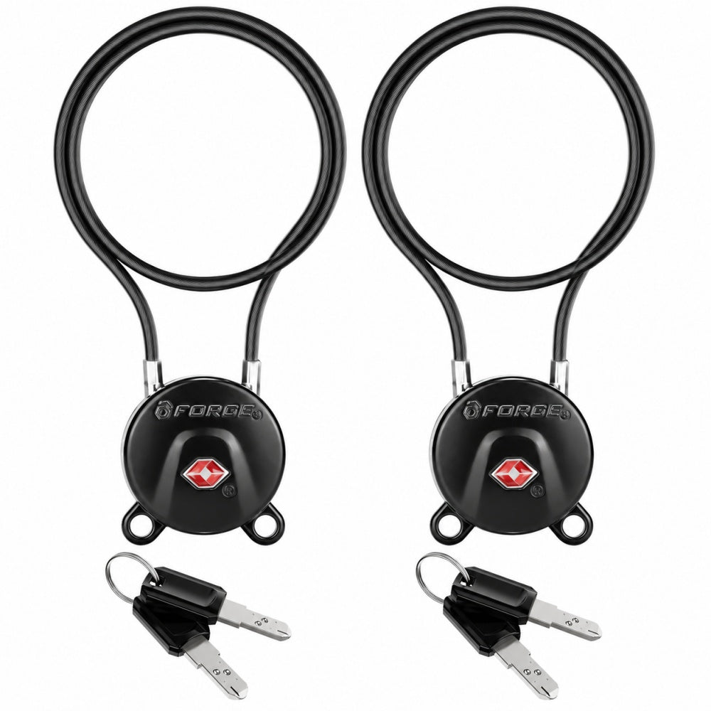 Forge TSA006 Cable Locks,  Extra long-15'' with Zinc Alloy Body(Koala Series, Black)