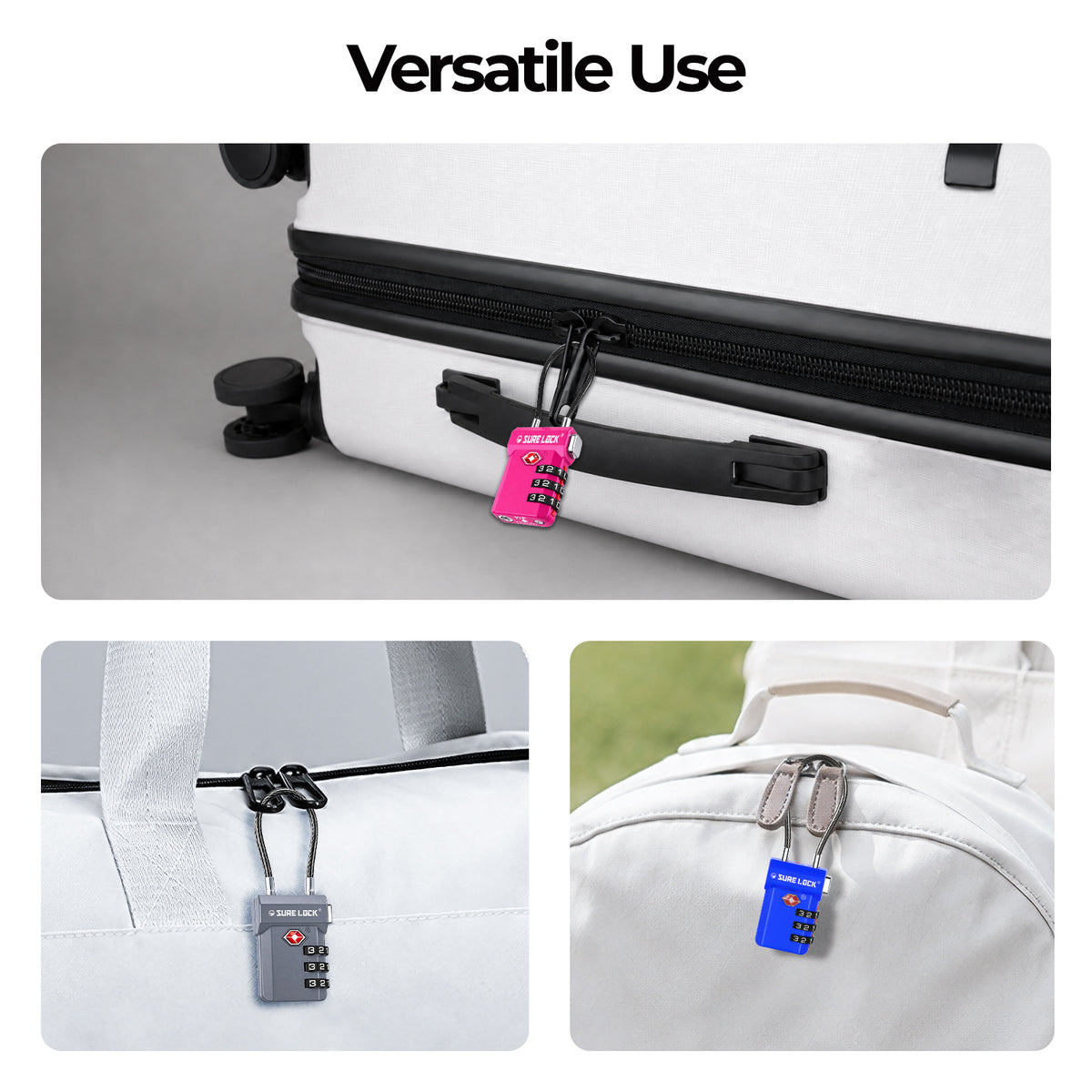 TSA-Approved Cable Luggage Locks - Rose Red
