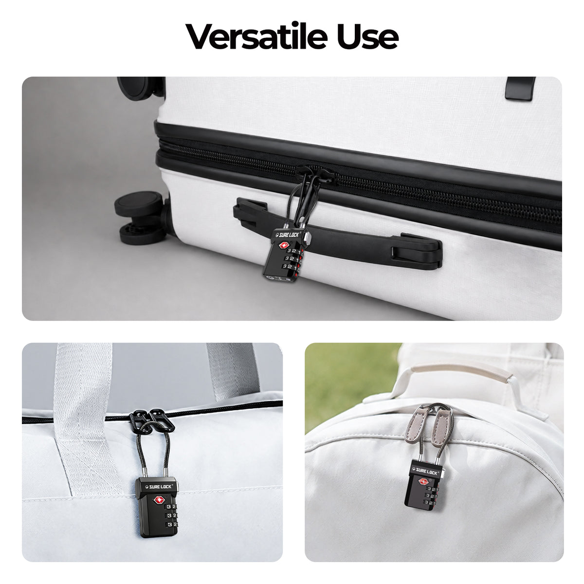 TSA-Approved Cable Luggage Locks - Black