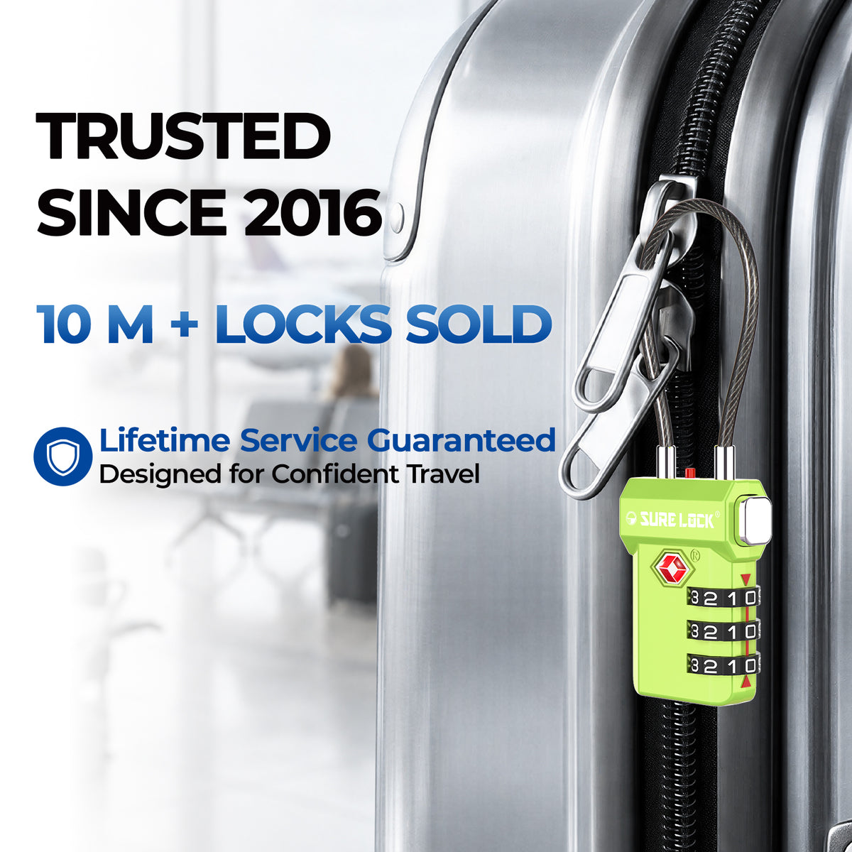 TSA-Approved Cable Luggage Locks - Green