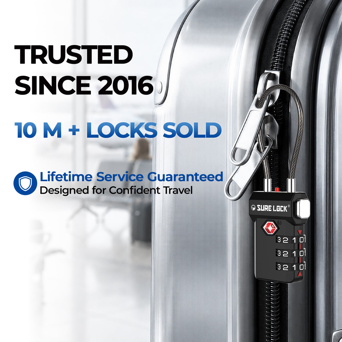 TSA-Approved Cable Luggage Locks - Black