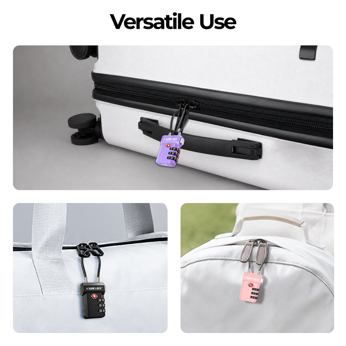 TSA-Approved Cable Luggage Locks - Purple