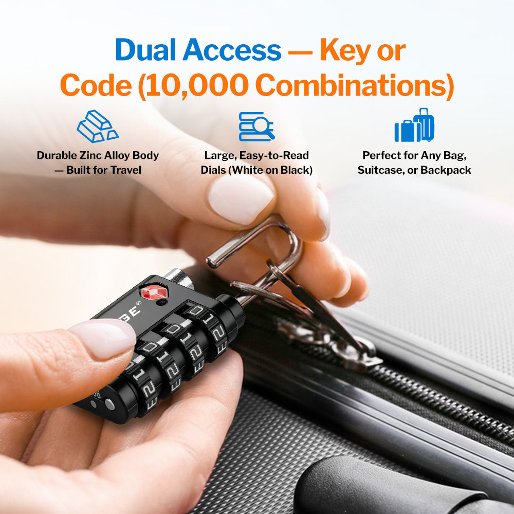 Forge Dual-Opening TSA Lock: Combo & Key Access , Black Pack