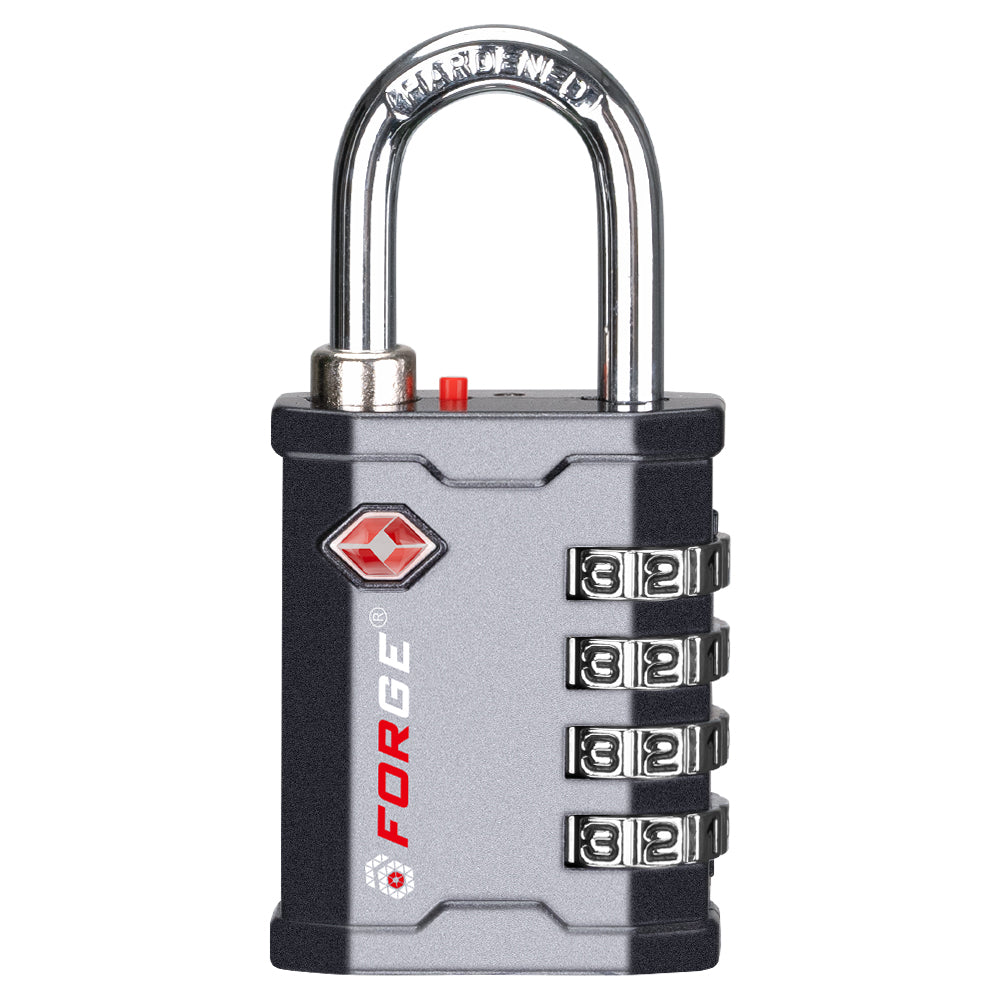 Forge 4-Digit Heavy Duty TSA Approved Lock for Travel & Gym, Gray Pack
