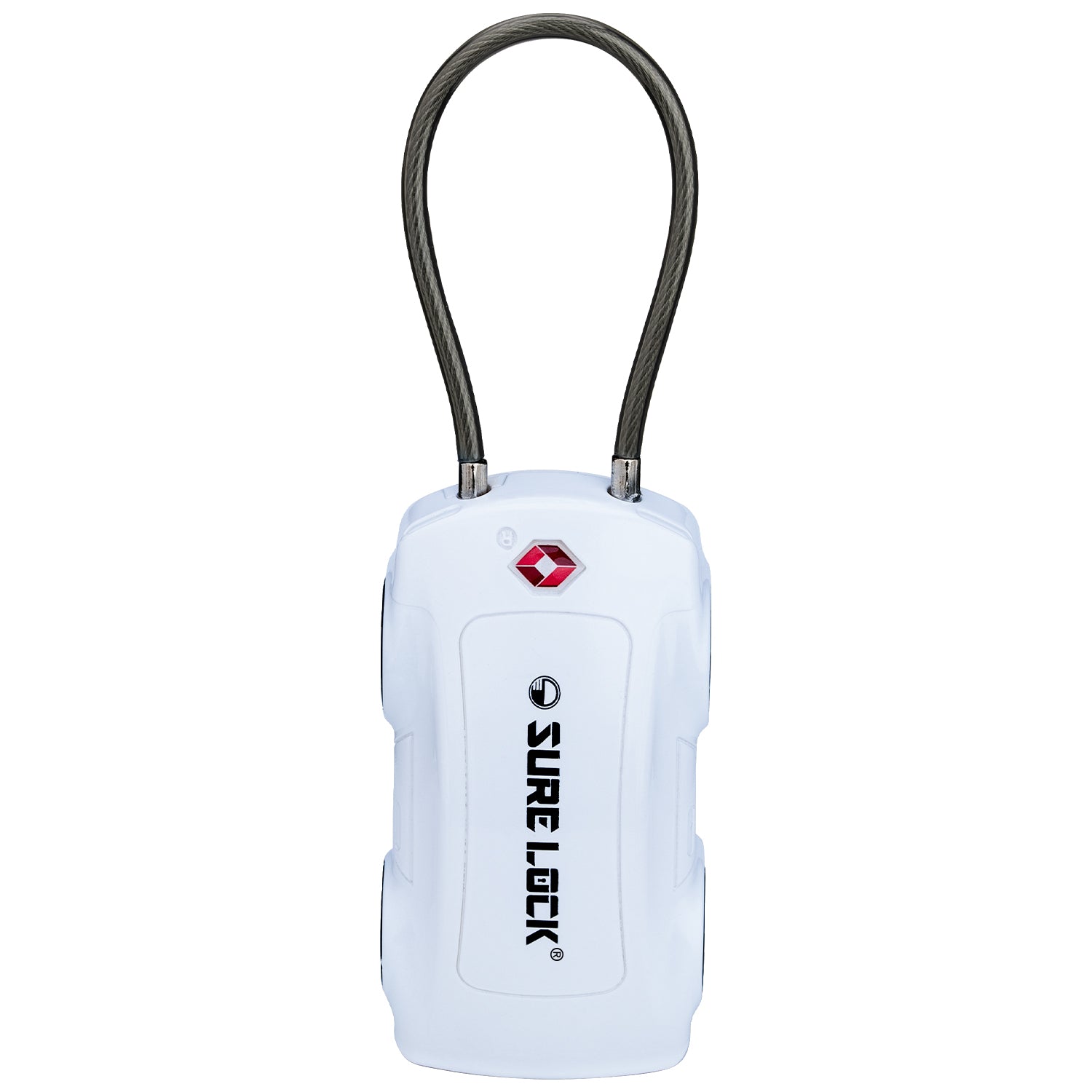 Car-Shaped TSA Luggage Lock – 4-Digit Cable (White) - LockSelect 