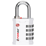 Forge 4-Digit Heavy Duty TSA Approved Lock for Travel & Gym, White Pack