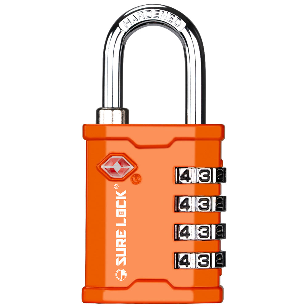 TSA 4-Digit Combination Luggage Padlock – All Metal Travel Lock (Orange Pack) - LockSelect 