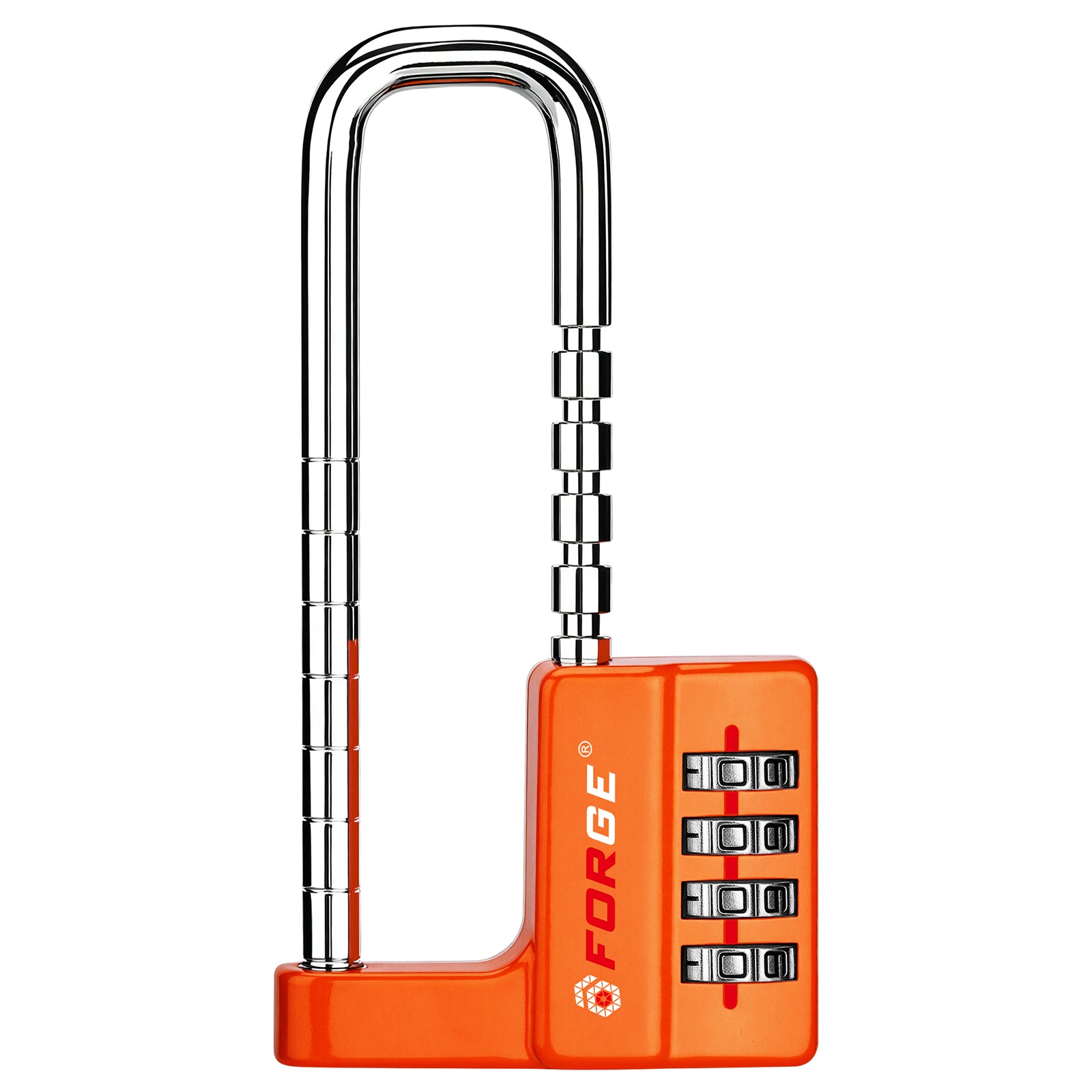 Forge 4-Digit Padlock: Long Shackle for Gym, School & Gate (Defender series, Orange)