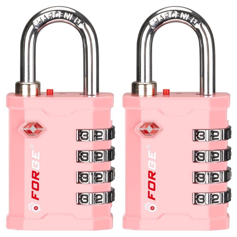 Forge 4-Digit Heavy Duty TSA Approved Lock for Travel & Gym, Pink Pack