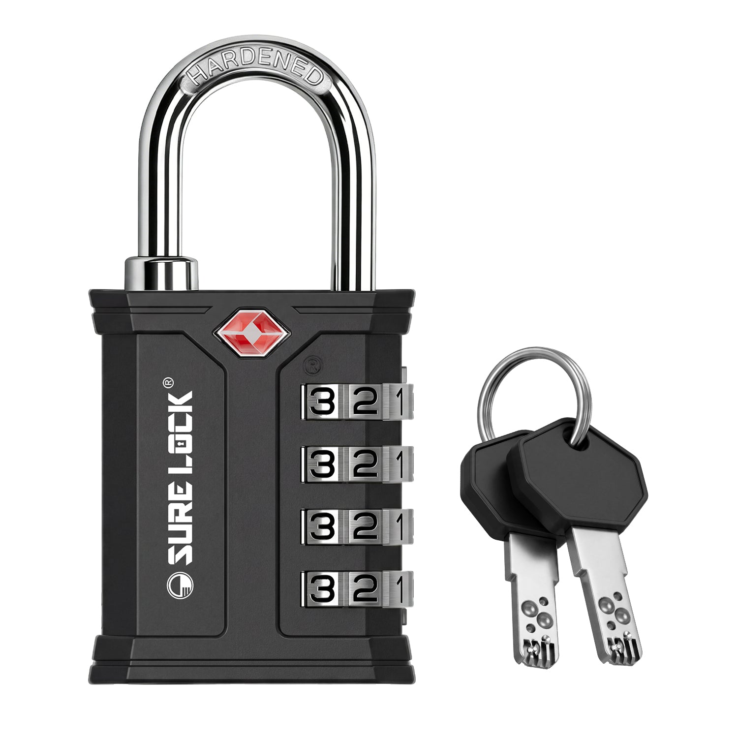 SureLock Heavy Duty TSA Padlock for Pelican Cases & Gun Cases, Black Pack