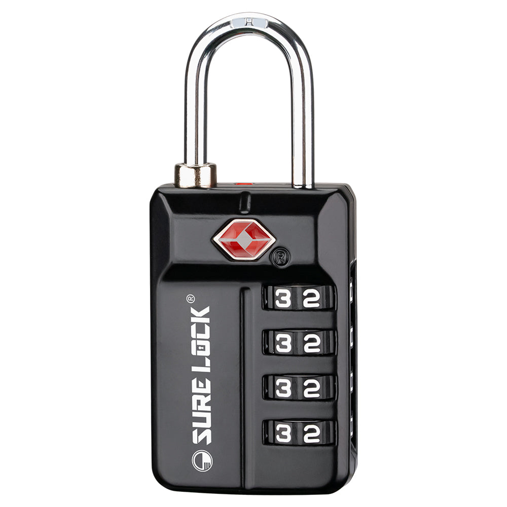 TSA 4-Digit Combination Luggage Lock – Resettable with Open Alert (Black)