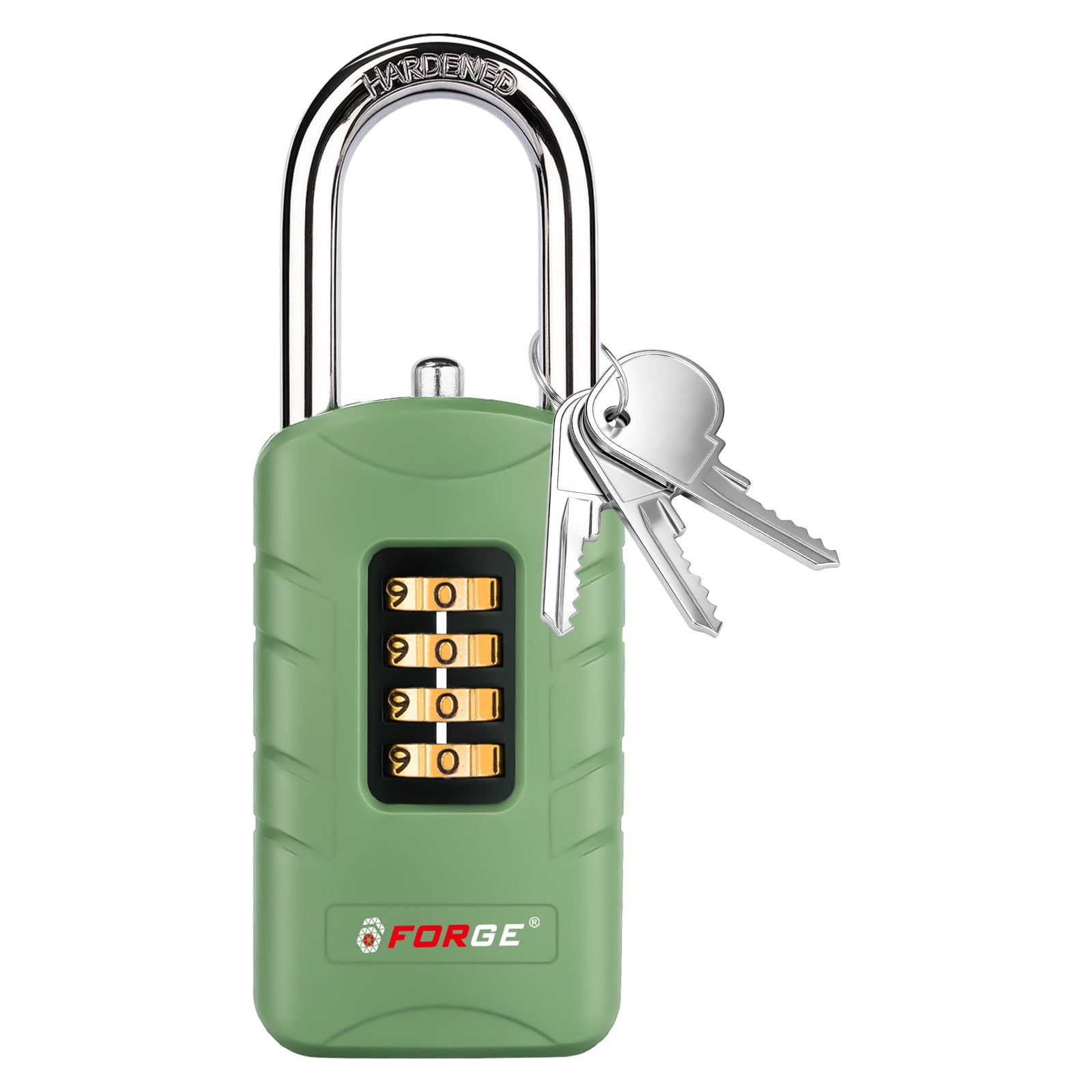 Forge 4-Digit Combination Padlock with Backup Keys, Short Shackle, Green
