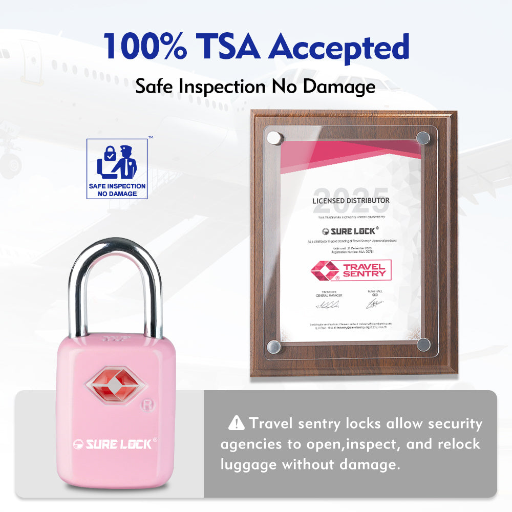 Mini TSA Approved Keyed Luggage Lock – One Key Opens All (Pink Pack) - LockSelect 