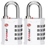 Forge 4-Digit Heavy Duty TSA Approved Lock for Travel & Gym, White Pack