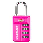 TSA 4-Digit Combination Luggage Lock – Resettable with Open Alert (Pink)