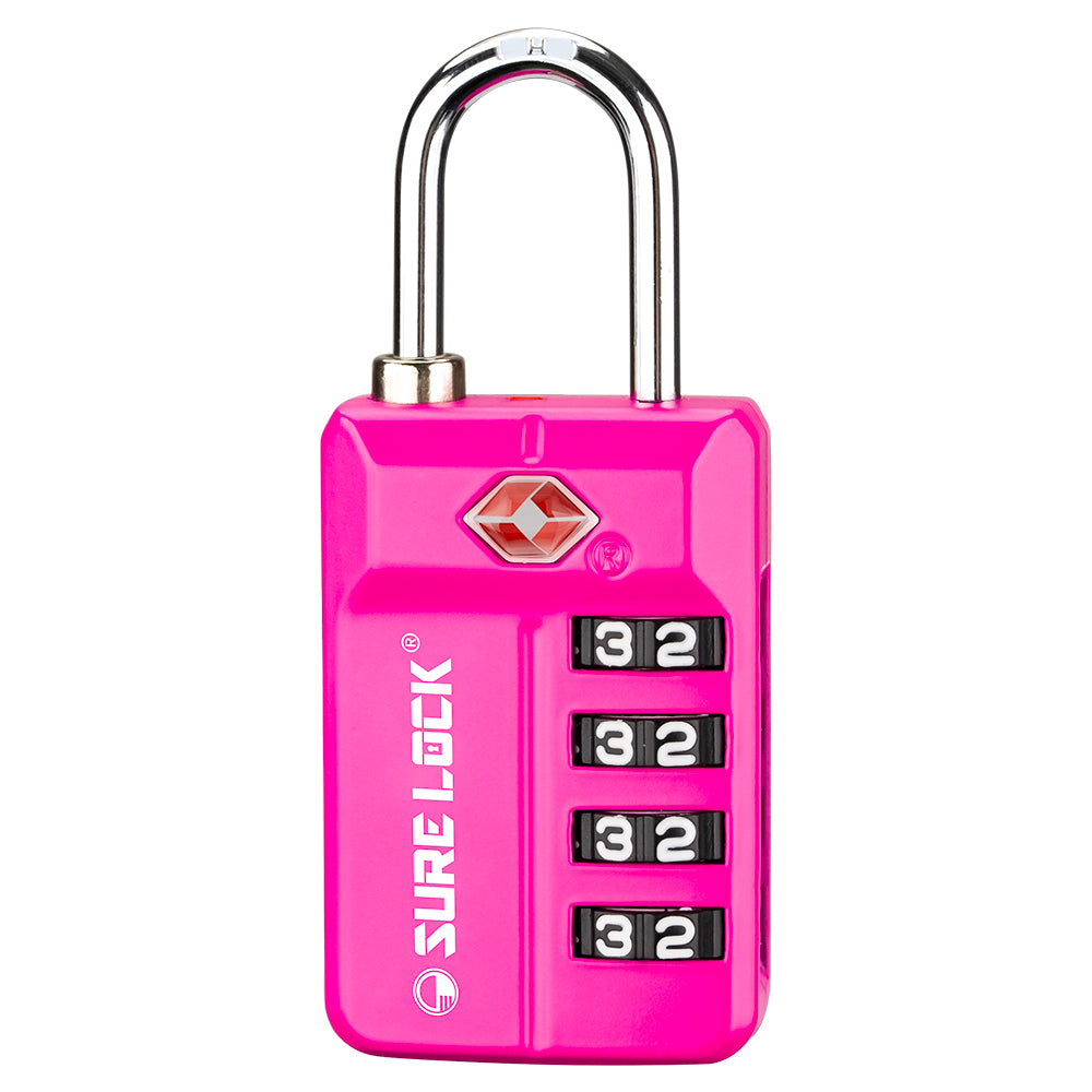 TSA 4-Digit Combination Luggage Lock – Resettable with Open Alert (Pink)