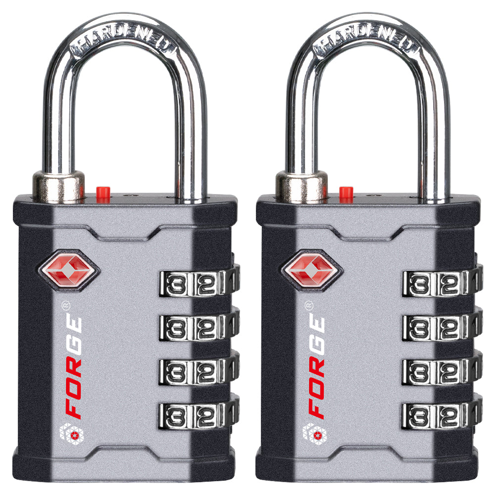 Forge 4-Digit Heavy Duty TSA Approved Lock for Travel & Gym, Gray Pack