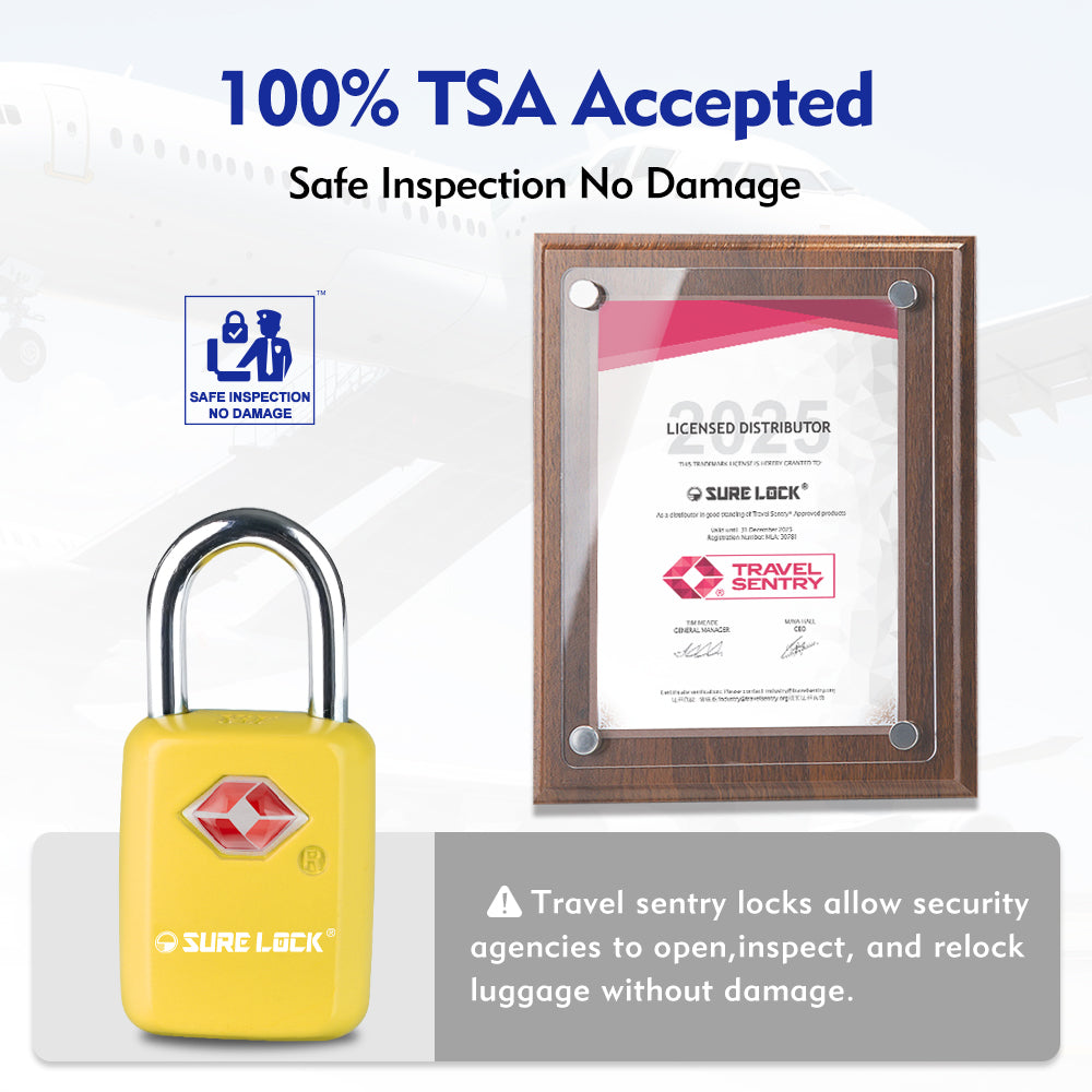 Mini TSA Approved Keyed Luggage Lock – One Key Opens All (Yellow Pack) - LockSelect 