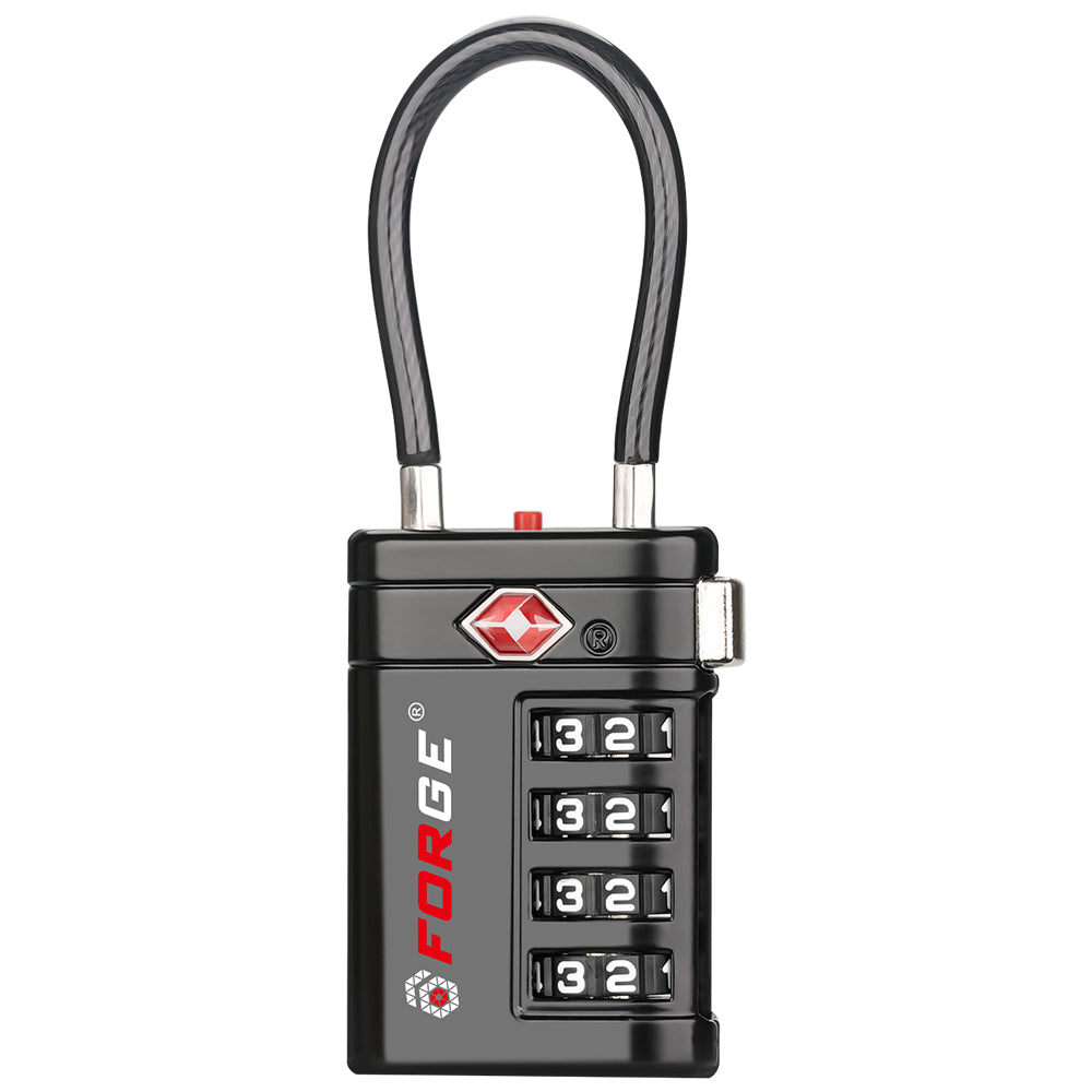 Forge TSA008 4-Digit Luggage Lock with Open Alert (Optimus Series, Black Pack)