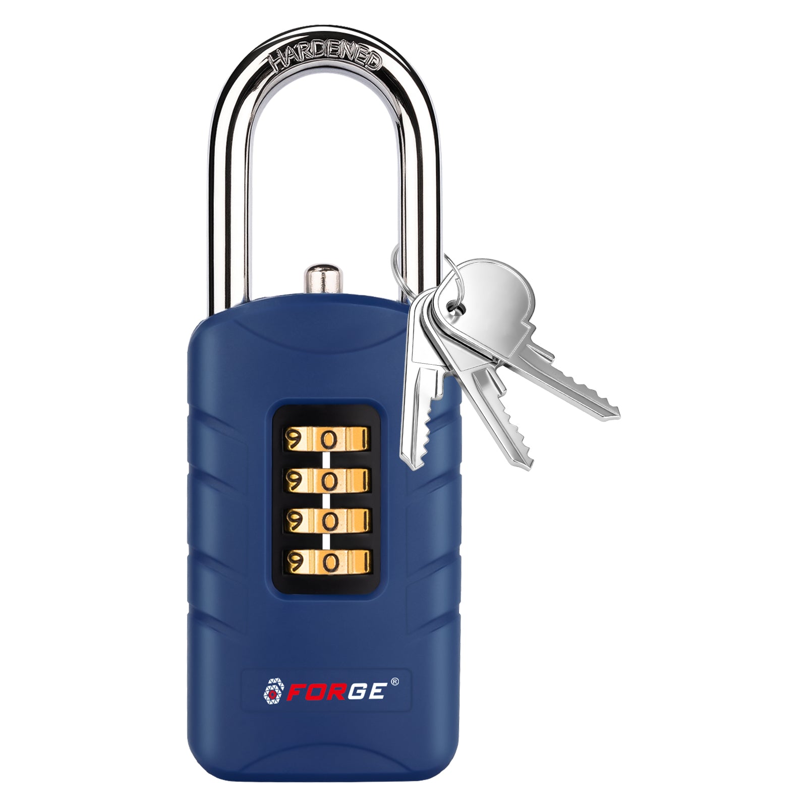 Forge 4-Digit Combination Padlock with Backup Keys, Short Shackle, Blue