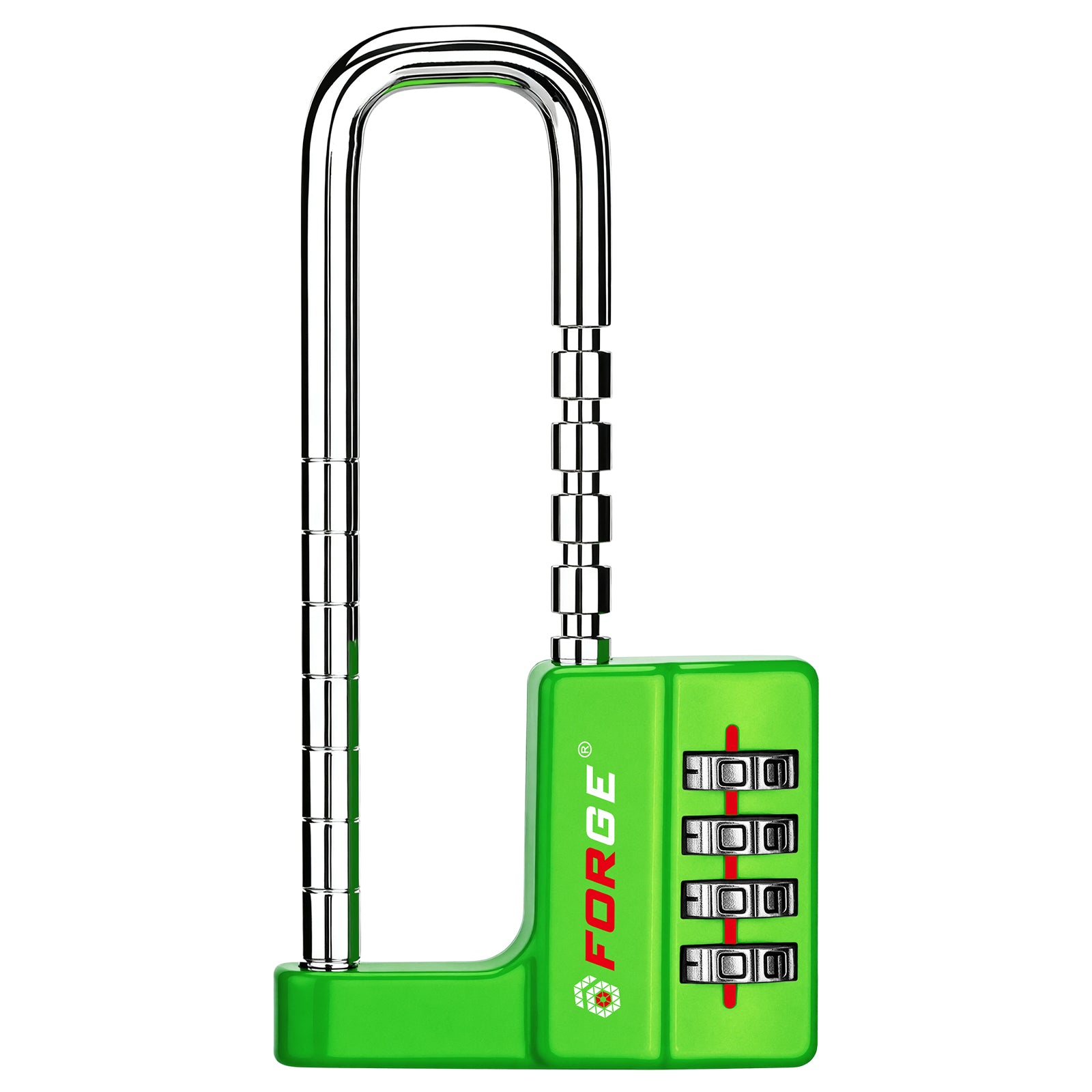 Forge 4-Digit Padlock: Long Shackle for Gym, School & Gate (Defender series, Green)