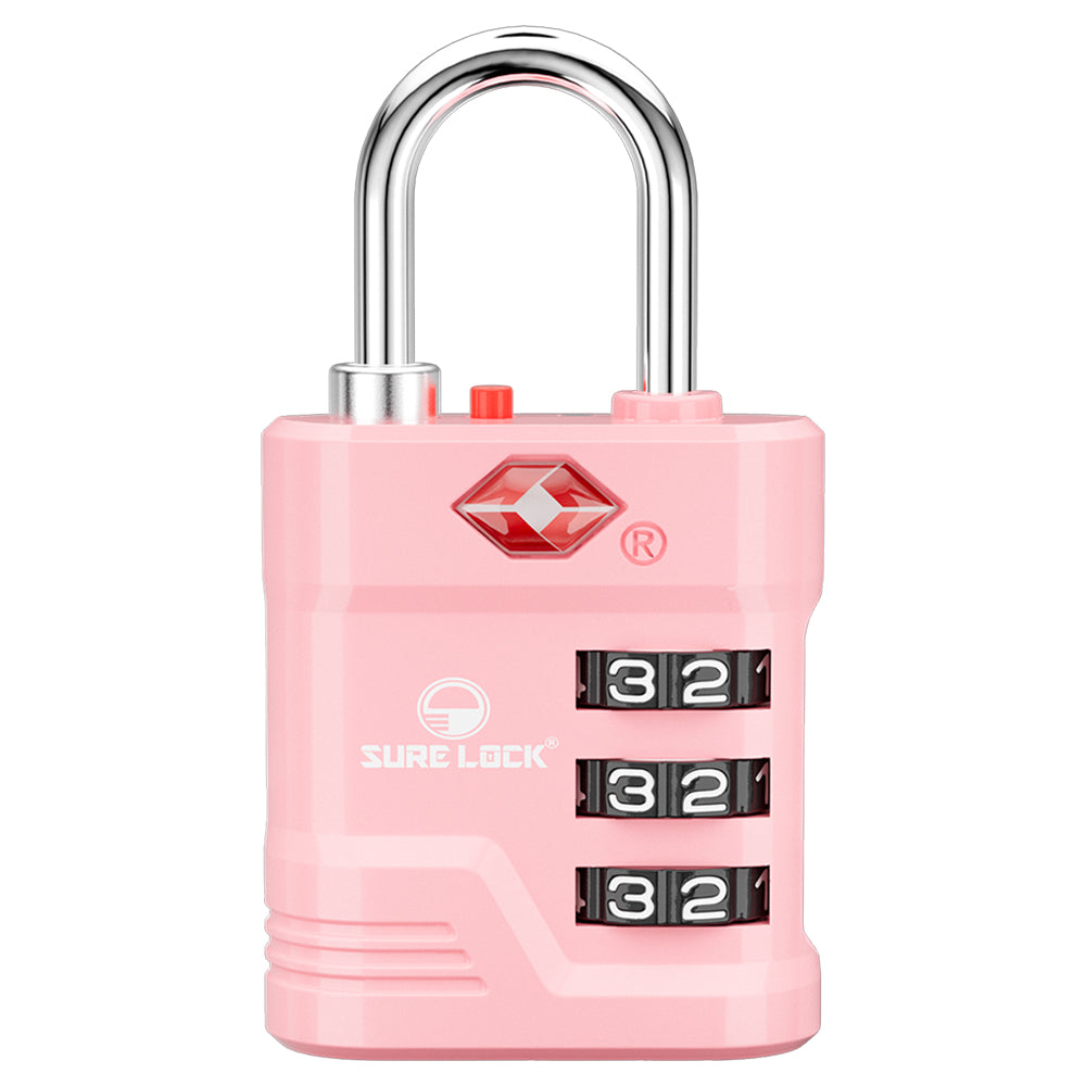 TSA Approved Combination Padlock with Open Alert & Easy-Read Dials (Pink Pack) - LockSelect 