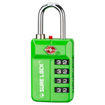 TSA 4-Digit Combination Luggage Lock – Resettable with Open Alert (Green)