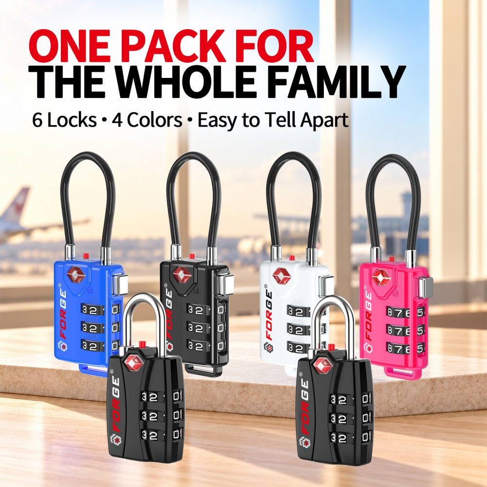 Family Travel Lock Bundle – 6 TSA-Approved Luggage Locks