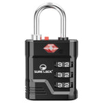 TSA Approved Luggage Lock – 3-Digit Combination Padlock with Open Alert & Easy-Read Dials (Black Pack) - LockSelect 