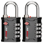 Forge 4-Digit Heavy Duty TSA Approved Lock for Travel & Gym, Black Pack