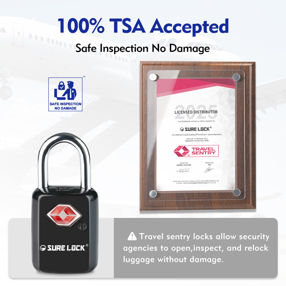 Mini TSA Approved Keyed Luggage Lock – One Key Opens All (Black Pack) - LockSelect 