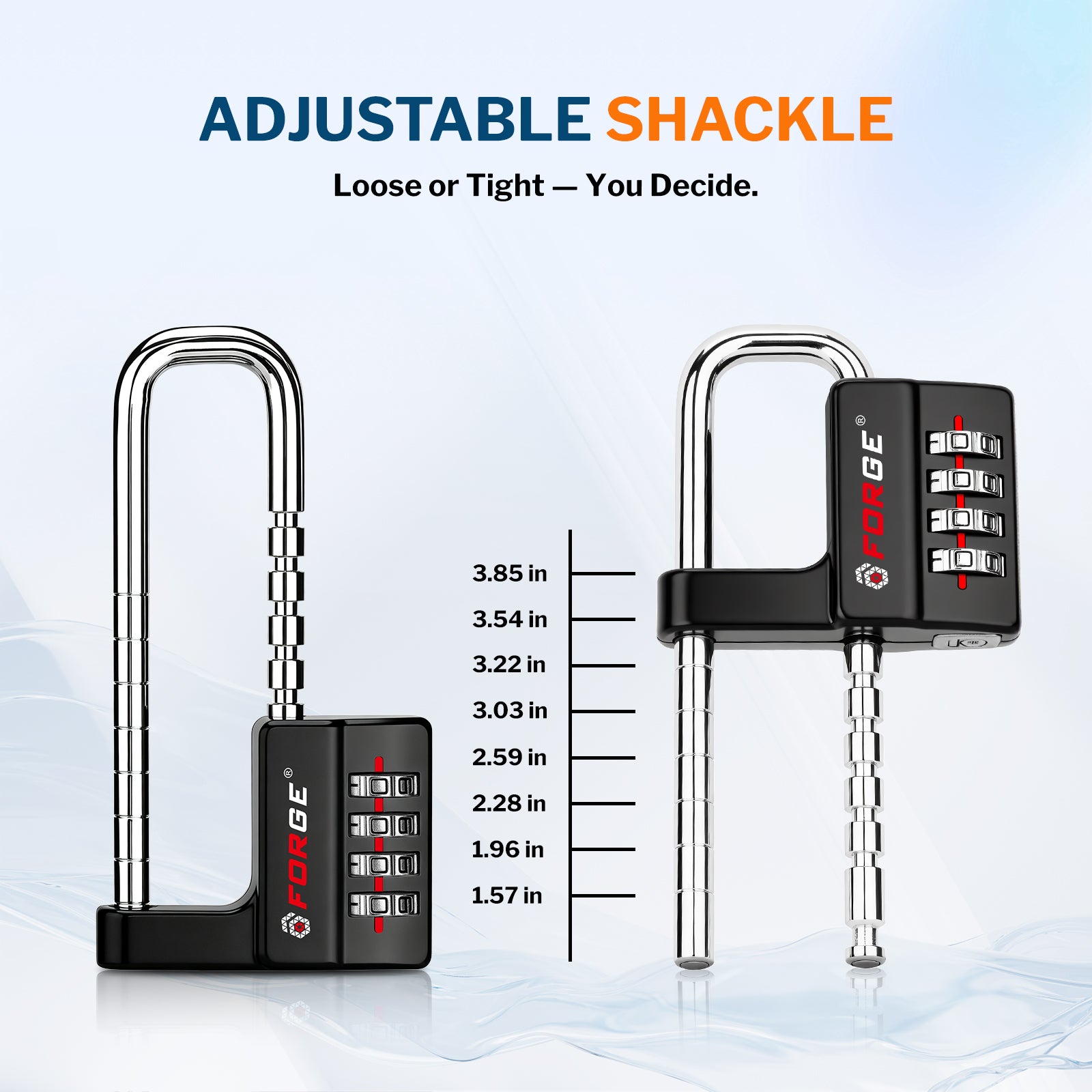Forge 4-Digit Padlock: Long Shackle for Gym, School & Gate (Defender series, Black pack)