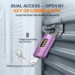 Forge 4-Digit Combination Padlock with Backup Keys, Short Shackle, Purple
