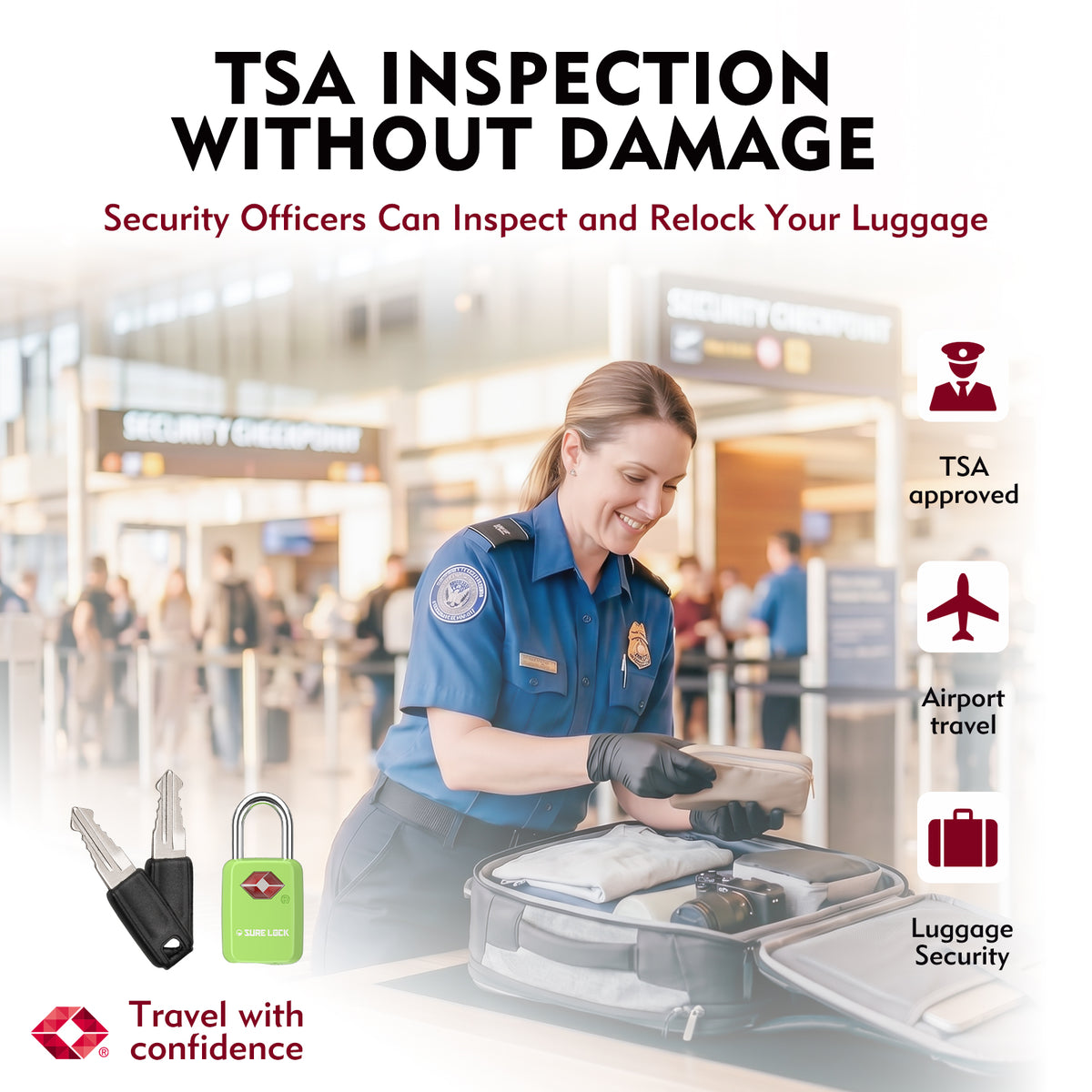 Mini TSA Approved Keyed Luggage Lock – One Key Opens All (Green Pack)